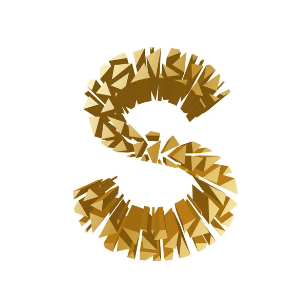 Letra Alfabeto Roto Perspectiva Conjunto Color Oro Aislado Sobre Fondo — Vector de stock