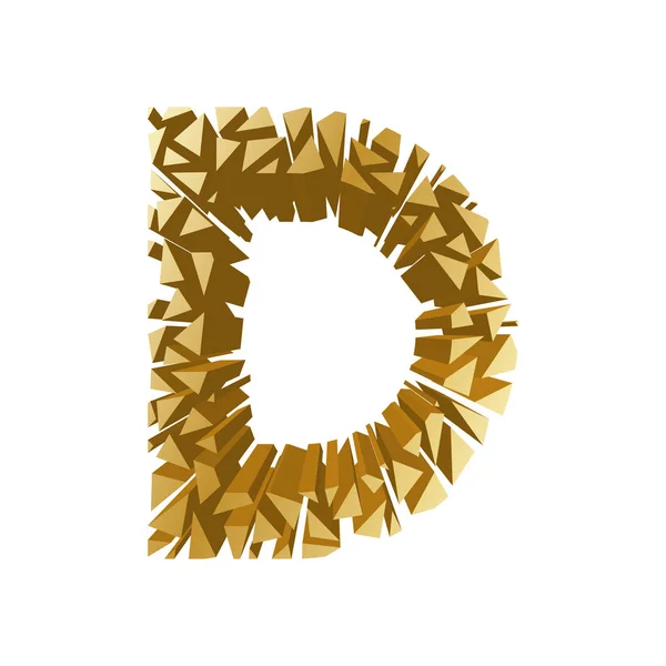 壊れたアルファベット 視点で白い背景に分離されたゴールドの色を設定 — ストックベクタ