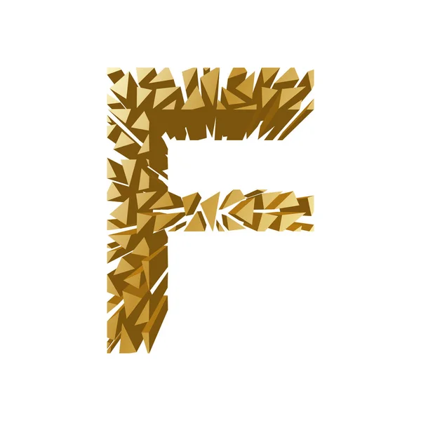 Letter Het Alfabet Gebroken Perspectief Gouden Kleur Geïsoleerd Een Witte — Stockvector