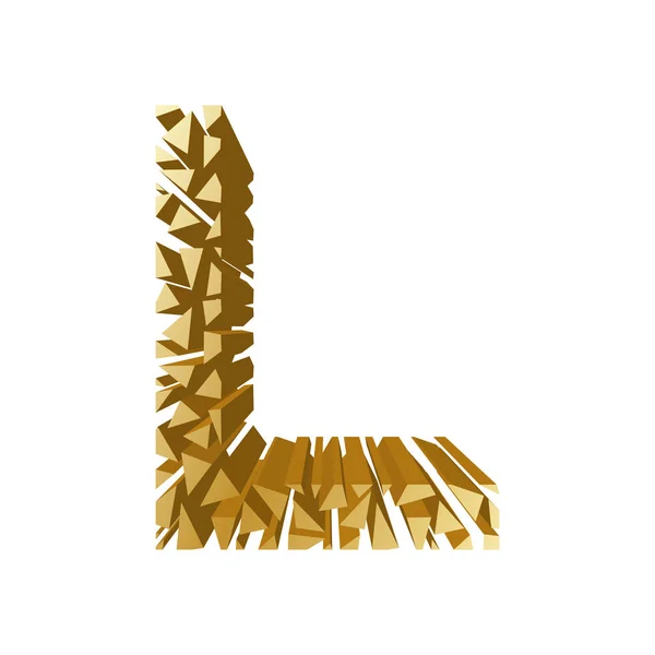 Der Buchstabe Alphabet Gebrochen Perspektive Eingestellt Goldfarbe Isoliert Auf Weißem — Stockvektor