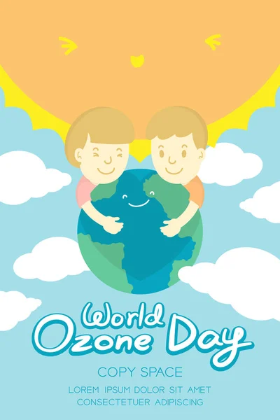 World Ozone Day September Vertical Banner Set Global Warming Concept — Stock Vector