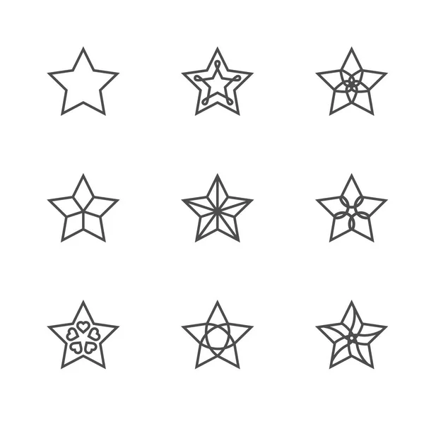 Estrella Navidad Símbolo Contorno Trazo Diseño Negro Blanco Color Con — Archivo Imágenes Vectoriales