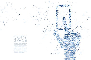 Soyut geometrik Çokgen kare kutu ve üçgen desen el dokunmatik ekran smartphone şekil, kopya alanı, beyaz zemin üzerine izole kavramı mavi renk tasarlamak vektör eps 10