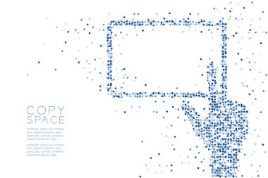 Soyut geometrik daire nokta deseni el dokunmatik ekran tablet şekil, kopya alanı, vektör eps 10 beyaz zemin üzerine izole kavramı mavi renk tasarlamak