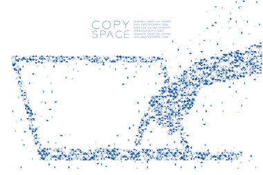 Soyut geometrik Çokgen kare kutu ve üçgen desen el basma düğmesi Dizüstü Klavye şekil, konsept tasarımı mavi renk illüstrasyon izole kopya alanı, vektör eps 10 beyaz zemin üzerine