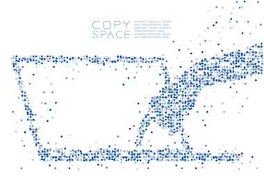 Soyut geometrik daire nokta deseni el basma düğmesi Dizüstü Klavye şekil, kopya alanı, vektör eps 10 beyaz zemin üzerine izole kavramı mavi renk tasarlamak