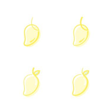 Beyaz arka plan üzerinde vektör eps10 izole sarı renk tasarlamak mango meyve Icons set