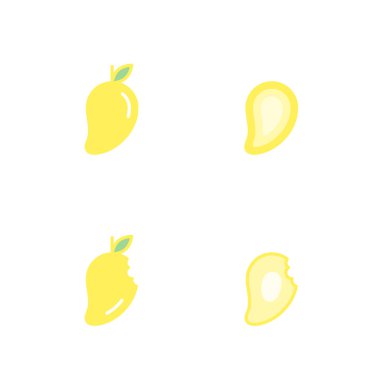Beyaz arka plan üzerinde vektör eps10 izole sarı renk tasarlamak mango meyve Icons set