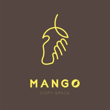 Mango meyve Icon set tasarımı illüstrasyon izole sarı renk kahverengi zemin, vektör eps10 tutan el