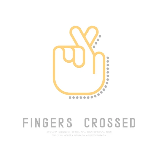 Lie Keep Finger Crossed Hand Dot Shadow Logo Icon Sign — Stock Vector