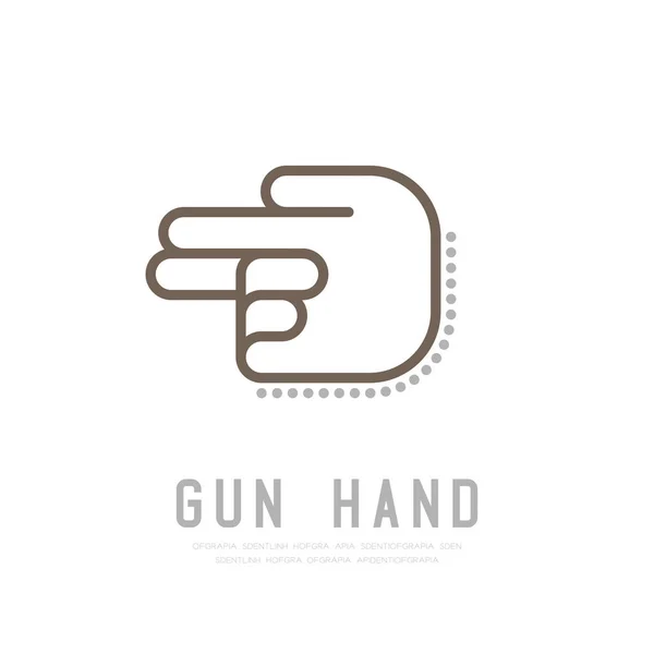 Pistole Hand Finger Mit Punktschatten Logo Symbol Zeichensprache Konzept Umriss — Stockvektor