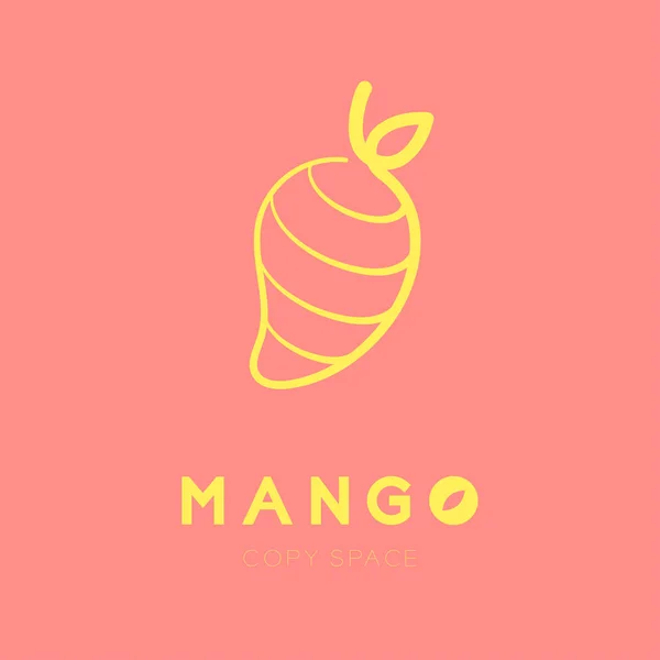 Mango Frutta Layer Icona Set Disegno Illustrazione Colore Giallo Isolato — Vettoriale Stock