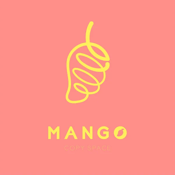 Mango Frutta Spirale Icona Set Disegno Illustrazione Giallo Colore Isolato — Vettoriale Stock