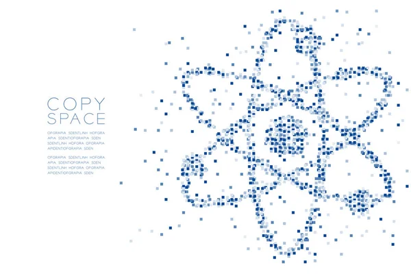 Soyut geometrik kare kutu model Atom sembolü şekil, kopya alanı, vektör eps 10 beyaz zemin üzerine izole bilim kavramı mavi renk tasarlamak