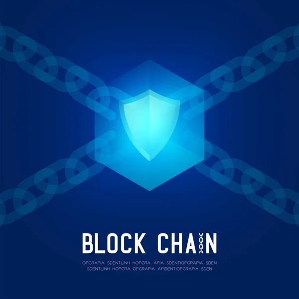 Blockchain teknoloji 3d izometrik sanal, güvenlik sistemi kavramı koyu mavi arka plan ve Blockchain metin ile kopya alanı, vektör eps 10 izole tasarlamak