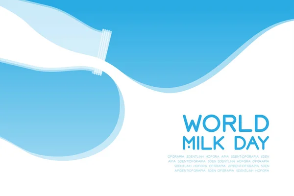 Leche Botella Verter World Milk Day Concepto Plano Diseño Ilustración — Vector de stock