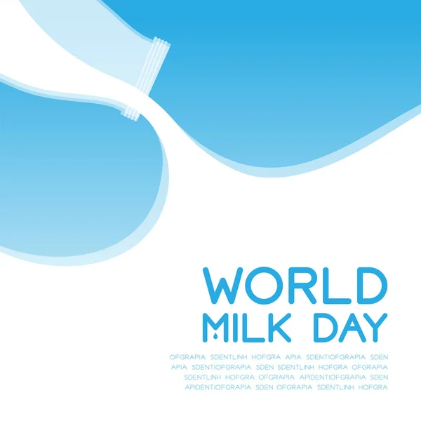 Leche Botella Verter World Milk Day Concepto Plano Diseño Ilustración — Vector de stock