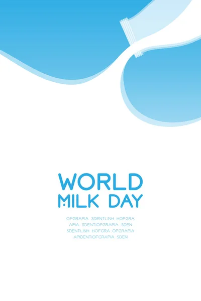 Leche Botella Verter World Milk Day Concepto Plano Diseño Ilustración — Vector de stock