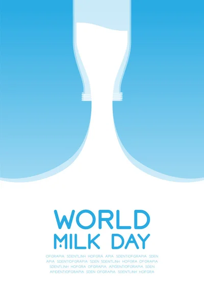 Melk Fles Gieten World Melk Dag Concept Platte Ontwerp Illustratie — Stockvector
