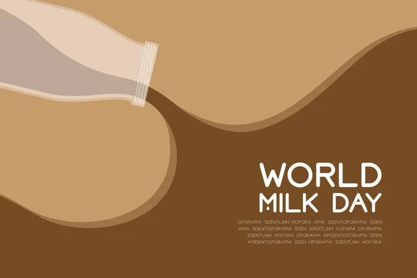 Chocolate Leche Sabor Botella Verter World Milk Day Concepto Plano — Vector de stock