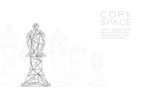 Chess Bishop Wireframe Estructura Marco Plata Polígono Ilustración Diseño Concepto — Archivo Imágenes Vectoriales