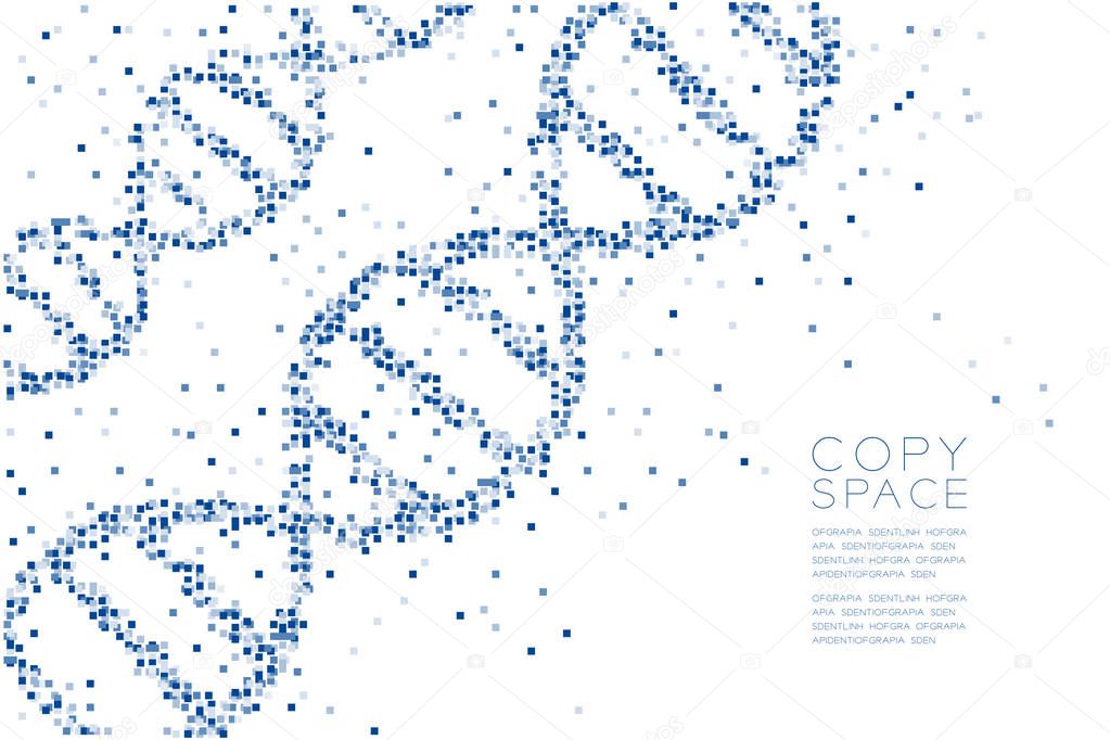 Abstract Geometric square box pattern DNA shape, Science concept design blue color illustration isolated on white background with copy space, vector eps 10