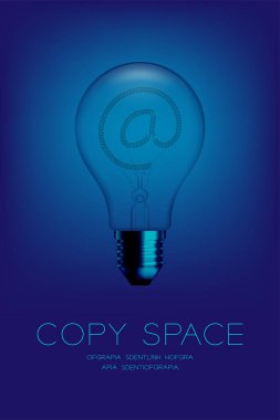 Akkor ampul kapama set işareti, e-posta konsept tasarım illüstrasyon izole kızdırma mavi degrade arka plan