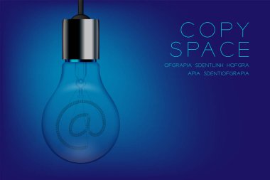 Akkor ampul kapama set işareti, e-posta konsept tasarım illüstrasyon izole kızdırma mavi degrade arka plan