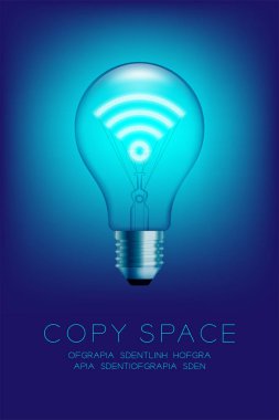 Akkor ampul anahtarı Wifi simgesi ayarla, konsept tasarım illüstrasyon izole kızdırma mavi degrade arka plan bağlamak enterne