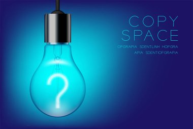 Set soru işareti sembol konsept tasarım illüstrasyon izole kızdırma mavi degrade arka planda açmak ampulü