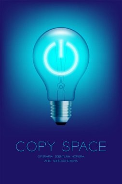 Akkor ampul anahtarı güç düğmesi simgesi ayarla, sistem konsept tasarım illüstrasyon izole kızdırma mavi degrade arka plan bağlamak