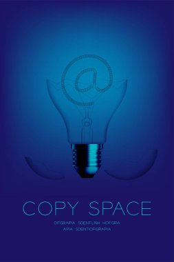 Kırık akkor ampul set işareti, e-posta konsept tasarım illüstrasyon izole kızdırma mavi gradyan arka planı kapat