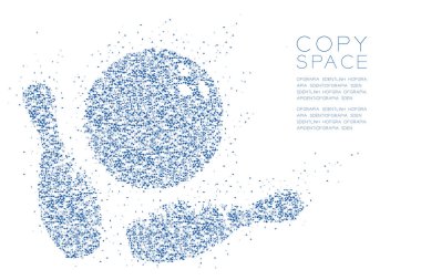 Vektör eps 10 soyut geometrik Çokgen kare kutu ve üçgen desen Bowling grev pinleri şekil, Sport konsept tasarım mavi renk illüstrasyon izole kopya alanı, beyaz zemin üzerine