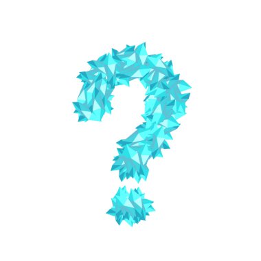 Soru işareti simgesi kristal beyaz arka plan üzerinde vektör eps 10 izole 3d sanal set illüstrasyon Gemstone konsept tasarımı mavi renk, elmas