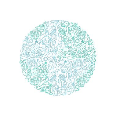 Dünya şekli sebze desen set illüstrasyon çocuklar beyaz arka plan üzerinde vektör eps 10 izole çizim konsept tasarımı yeşil ve mavi renk, el