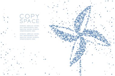 Soyut geometrik kare kutu desen kağıt rüzgar türbini şekli, ekoloji temiz enerji kavramı mavi renk tasarlamak kopya alanı, vektör eps 10 beyaz zemin üzerine