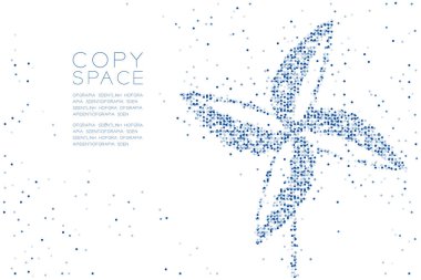 Soyut geometrik daire nokta deseni kağıt rüzgar türbini şekli, ekoloji temiz enerji kavramı mavi renk tasarlamak kopya alanı, vektör eps 10 beyaz zemin üzerine