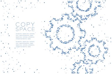 Soyut geometrik kare kutu desen mühendislik dişli şekil, ekip çalışması sistem kavramı mavi renk tasarlamak kopya alanı, vektör eps 10 beyaz zemin üzerine