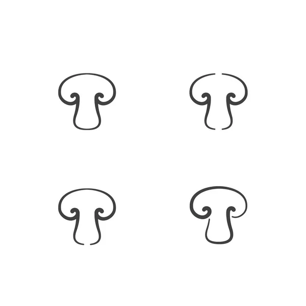 Mushroom Icono Esquema Carrera Conjunto Diseño Plano Blanco Negro Ilustración — Vector de stock