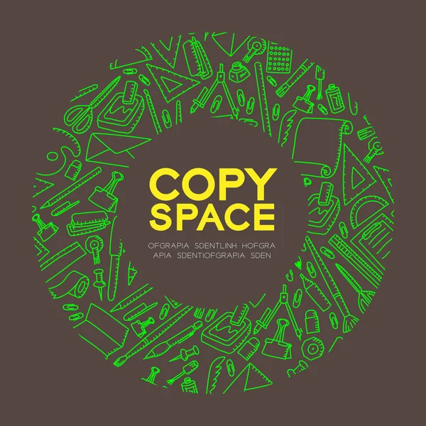 Sabit çocuklar çizim set desen arka planda daire kare illüstrasyon izole kahverengi renk zemin, merkezi kopya alanı üzerine el