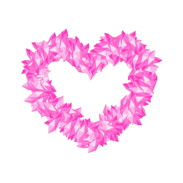 Älska Hjärtsymbolen Crystal Diamond Virtuella Set Illustration Ädelsten Konceptdesign Rosa — Stock vektor
