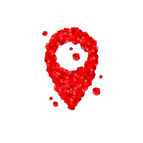 Gps ナビゲーター シンボル結晶ダイヤモンド ベクトル Eps 白い背景で隔離の 仮想設定図宝石概念デザインが赤い色 — ストックベクタ