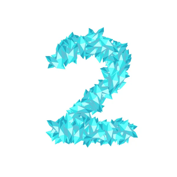 Letter Number Two Alphabet Crystal Diamond Virtual Set Illustration Gemstone — Stock Vector