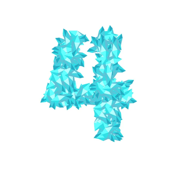 Letter Number Four Alphabet Crystal Diamond Virtual Set Illustration Gemstone — Stock Vector