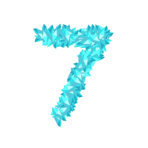 字母编号七或七 在字母表水晶钻石3D 虚拟设置插图宝石概念设计蓝色 隔离在白色背景 Eps — 图库矢量图片
