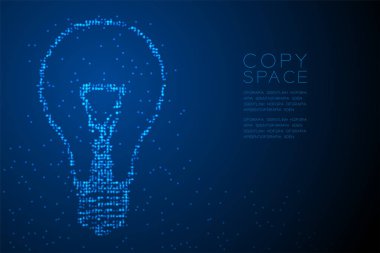Soyut geometrik daire nokta deseni akkor ampul şekli, yaratıcı konsept tasarım mavi renk illüstrasyon izole kopya alanı, vektör eps 10 ile Mavi degrade arka plan üzerinde
