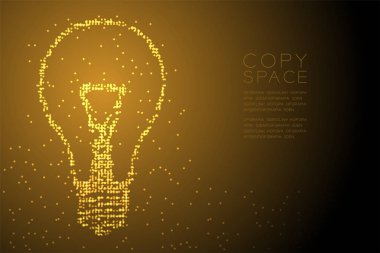 Soyut geometrik daire nokta deseni akkor ampul şekli, yaratıcı konsept tasarım altın rengi illüstrasyon izole kahverengi degrade arka plan kopya alanı, vektör eps 10 ile