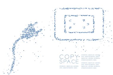 Vektör eps 10 soyut geometrik daire nokta deseni Tak ve çıkış şekli, güç kopya alanı, beyaz zemin üzerine kavramı mavi renk tasarlamak tasarruf