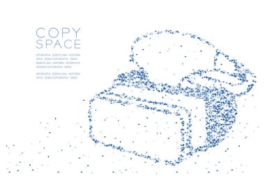 Soyut geometrik düşük Çokgen kare kutu piksel ve üçgen desen Vr kulaklık (sanal gerçeklik) şekil tasarım mavi renk illüstrasyon kopya alanı, vektör eps 10 beyaz zemin üzerine