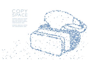 Soyut geometrik Meydanı kutusu piksel deseni Vr kulaklık (sanal gerçeklik) şekil tasarım mavi renk illüstrasyon kopya alanı, vektör eps 10 beyaz zemin üzerine